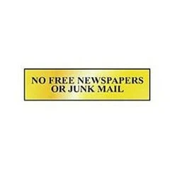 Centurion 6023 Gold No Newspapers Or Junk Mail Sign