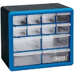 DRAPER 12 DRAWER STORAGE CABINET/ORGANISER - 260 X 160 X 230MM