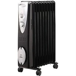 De Vielle 2000 Watt Oil Filled Radiator With 9 Fins In Black