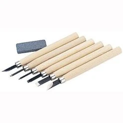 Draper 31777 Wood Carving Set & Sharpening Stone 7 Piece