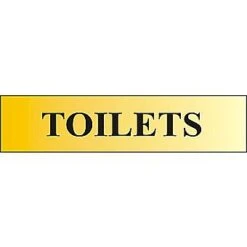 Centurion 2006 Gold Self Adhesive Toilets Sign 220 X 60mm
