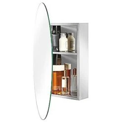 Croydex Tay Bathroom Cabinet | Oval Mirrored Stainless Steel