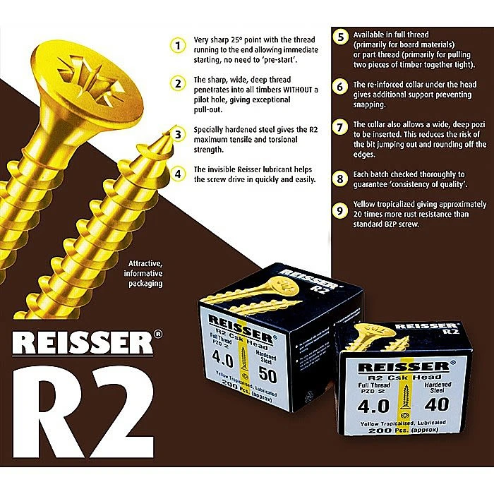 Reisser Cutter 4.0 X 35mm Countersunk Wood Screws 4 Reisser Cutter 4.0 X 35mm Countersunk Wood Screws - Image 4