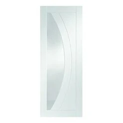 White Primed Salerno Glazed Door With Clear Glass