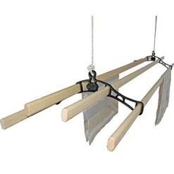 4 Piece Wooden Pulley Line Lathe Clothes Dryer