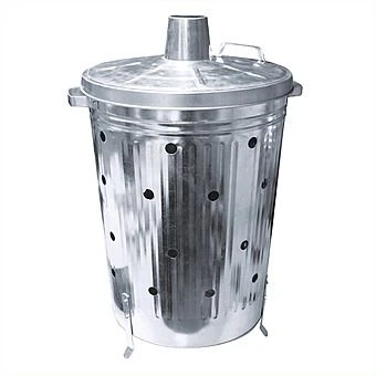Galvanised Incinerator Bin With Chimney Lid - Large (51x48x77cm) 1 Galvanised Incinerator Bin With Chimney Lid - Large (51x48x77cm)