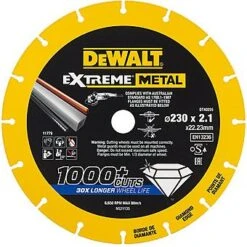 DEWALT DT40255 Extreme Metal Cutting Wheel 230mm X 22mm X 2.1mm
