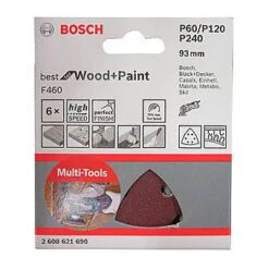 Bosch F460 Mixed Delta Sanding Sheets 6 Pack P60/P120/P240