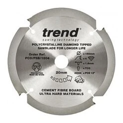 Trend 160mm 4T Fibreboard PCB Saw Blade PCD/FSB/1604