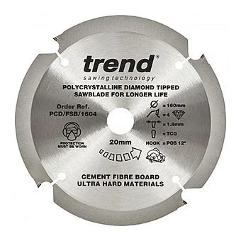 Trend 160mm 4T Fibreboard PCB Saw Blade PCD/FSB/1604 1 Trend 160mm 4T Fibreboard PCB Saw Blade PCD/FSB/1604