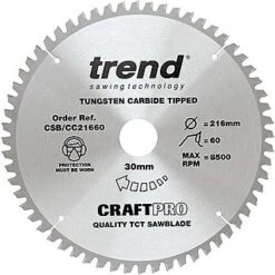 Trend CSB/CC21660 216mm 60T Circular Saw Blade