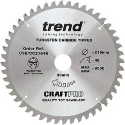 Trend CSB/CC21648 216mm Crosscut Circular Saw Blade 48T TCT