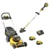 DeWalt 18v Brushless Lawn Mower & Strimmer Combo 2 X 5.0Ah Batteries (DCMW564 & DCM561)