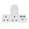 SecurIT® 2 Way Socket Adaptor With 2 USB Ports