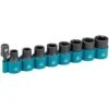 Makita B-54645 9 Piece 1/2" Impact Socket 8-18mm Set
