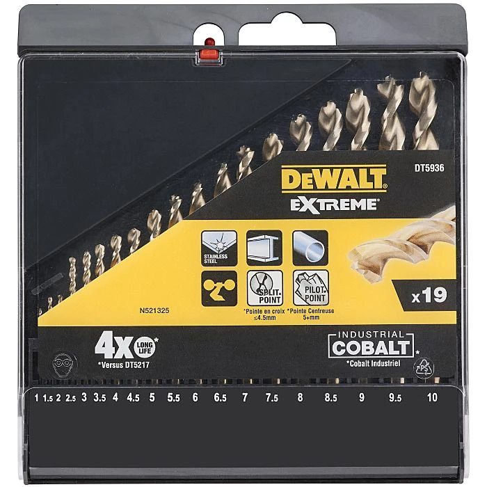 DeWalt DT5936 19 Piece Cobalt Extreme Metal Drill Bit Set 1-10mm 5 DeWalt DT5936 19 Piece Cobalt Extreme Metal Drill Bit Set 1-10mm - Image 5