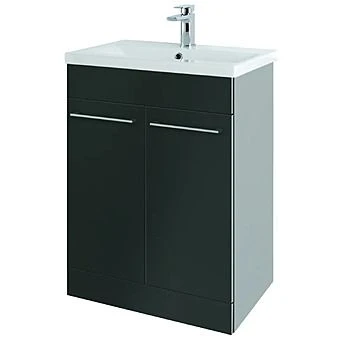 Rimini Barca Gloss Graphite 500mm Bathroom Floor Unit 1 Rimini Barca Gloss Graphite 500mm Bathroom Floor Unit