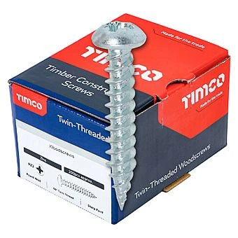 TIMco No.8 Twin Thread Wood Screws Roundhead PZ2 200 Box 1 TIMco No.8 Twin Thread Wood Screws Roundhead PZ2 200 Box