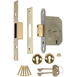 ERA Viscount 5 Lever Deadlock Door Lock Brass 2.5"