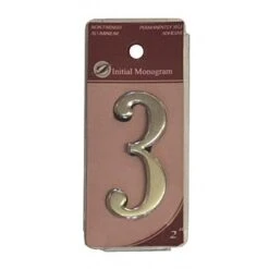 Centurion 2" Silver Effect Self Adhesive Door Number 3