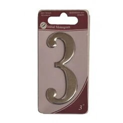 Centurion 3" Silver Effect Self Adhesive Door Number 3