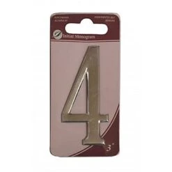 Centurion 3" Silver Effect Self Adhesive Door Number 4