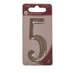 Centurion 3" Silver Effect Self Adhesive Door Number 5