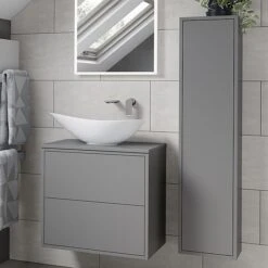 Moods Perla 30cm 1 Door Matt Grey Wall Hung Unit -Outlet The Build Edge Store 0104506 700